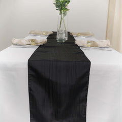 Taffeta 12"x108" Table Runner Black - Accordion Crinkle Design