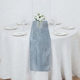 Taffeta 12"x108" Table Runner Dusty Blue - Accordion Crinkle Design