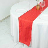 Taffeta 12"x108" Table Runner Red - Accordion Crinkle Design