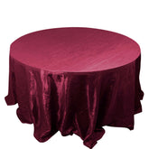 Taffeta 132" Round Tablecloth Burgundy - Seamless Accordion Crinkle Table Cover