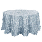 Taffeta 132" Round Tablecloth Dusty Blue | 3D Leaf Petal Design Seamless Table Cover