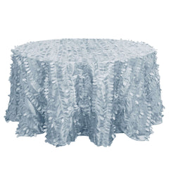 Taffeta 132" Round Tablecloth Dusty Blue | 3D Leaf Petal Design Seamless Table Cover