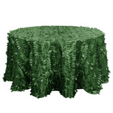 Taffeta 132" Round Tablecloth Green Leaf | 3D Leaf Petal Design Seamless Table Cover