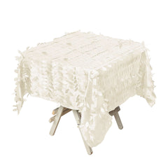 Taffeta 54"x54" Square Tablecloth Ivory 3D Leaf Petal Table Cover