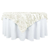 Taffeta 72"x72" Table Overlay Square Tablecloth Ivory - 3D Leaf Petal Table Cover
