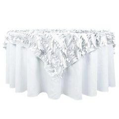 Taffeta 72"x72" Table Overlay Square Tablecloth White 3D Leaf Petal Design for Stylish Celebrations