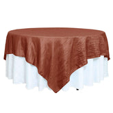 Taffeta 90"x90" Table Overlay Square Tablecloth Terracotta (Rust) - Accordion Crinkle Table Cover