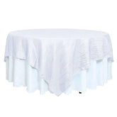 Taffeta 90"x90" Table Overlay Square Tablecloth White - Accordion Crinkle Design for Modern Celebrations