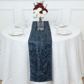 Taffeta Fabric 12"x108" Table Runner Navy Blue - 3D Leaf Petal Design