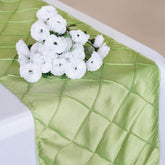 Taffeta Pintuck 12"x108" Table Runner Apple Green - Stylish & Durable Table Decor