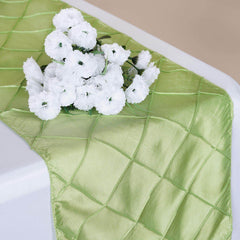 Taffeta Pintuck 12"x108" Table Runner Apple Green - Stylish & Durable Table Decor