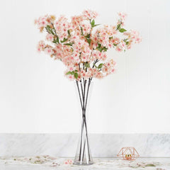 4 Bushes 40" Tall Blush Artificial Silk Cherry Blossom Flowers