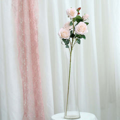 2 Bouquets 33" Tall Blush Artificial Silk Long Stem Rose Bush