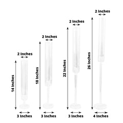 Set of 4 Acrylic Taper Candlestick Holders, Clear Tall Chimney Tube Candle Shades Hurricane Candle Stands 14", 18", 22", 26"