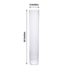 6-Pack Glass Cylinder Vases Square Clear - Durable Heavy Duty Floral Centerpieces for Weddings 24"
