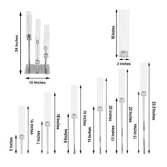 6-Arm Cluster Taper Candle Holder Silver with Clear Glass Shades - Sleek Candle Display for Gatherings 24"