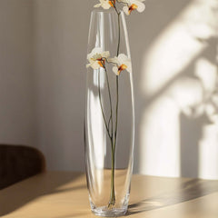 Glass Vase Cylinder Design Tapered Clear - Durable Heavy Duty Flower Centerpiece for Events 31"