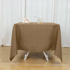 Polyester Square 70"x70" Tablecloth Taupe - Wrinkle-Resistant & Durable Table Cover