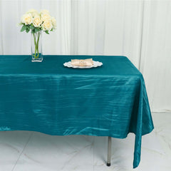 Taffeta 60"x102" Rectangle Tablecloth Teal - Accordion Crinkle Table Cover