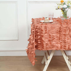 Taffeta 54"x54" Table Overlay Square Tablecloth Terracotta 3D Leaf Petal Table Cover