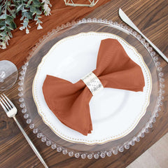 5 Pack Polyester 17"x17" Napkins Terracotta (Rust) - Durable & Wrinkle Resistant Dinner Napkins