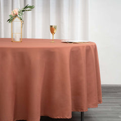 Polyester 108" Round Tablecloth Terracotta (Rust) - Wrinkle-Resistant Table Cover
