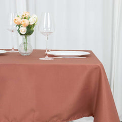 Premium Polyester 54"x54" Square Tablecloth Terracotta (Rust) - Stain and Wrinkle-Resistant 220GSM Table Cover