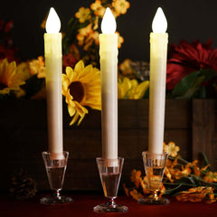 3-Pack LED Flameless Lighting Wax Drip Textured White - Battery Operated Taper Candles 9"