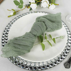 5 Pack Gauze Cheesecloth 24"x19" Napkins Dusty Sage Green Reusable Dinner Napkins