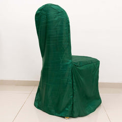 Crinkle Crushed Taffeta Chair Cover for Banquet Chairs Hunter Emerald Green - Reusable Slipcover