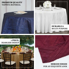 Taffeta 132" Round Tablecloth Violet Amethyst - Seamless Accordion Crinkle Table Cover