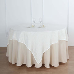 Linen 72"x72" Table Overlay Square Tablecloth White - Slubby Textured Wrinkle-Resistant Design for Stylish Occasions