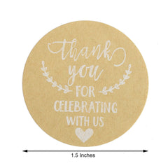 500Pcs 1.5" Thank You for celebrating with Us Stickers Roll, Labels for Envelops Seal and Wedding Favors - Round