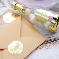 500Pcs 1.5" Thank You Gold With White Text Sticker Rolls, Labels and Seals For DIY Envelope - Round