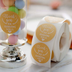 500Pcs 1.5" Thank You for celebrating with Us Stickers Roll, Labels for Envelops Seal and Wedding Favors - Round