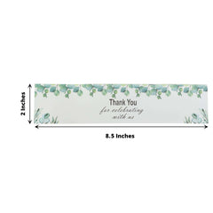 24 Pack White/Green Water Bottle Labels with Leaves Design "Thank You" Party Waterproof Bottle Stickers
