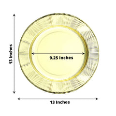 25-Pack Disposable Round Charger Plates in Metallic Gold Sunray Design - 350GSM Heavy Duty Paper Chargers for Chic Table Settings 13"