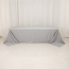 Premium Polyester 90"x156" Rectangle Tablecloth Silver - Seamless 220GSM Stain-Resistant Table Cover