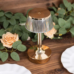 Acrylic LED Mushroom Table Lamp Clear Gold Color Changing Touch Control Night Light - Rechargeable Centerpiece 9"