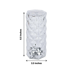 Acrylic LED Pillar Lamp Rose Diamond Design Color Changing - Touch + Remote Operated Table Light 3.5"x8.5"