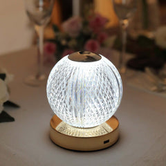 Acrylic LED Table Lamp Diamond Cut Ball Design Rechargeable - Dimmable Touch Control Decorative Night Light 5"