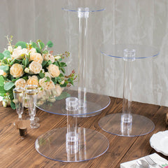 3-Tier Clear Acrylic Cake Stand Set, Cupcake Holder Dessert Pedestals