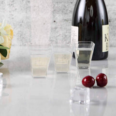 24-Pack Plastic Shot Glasses Clear Super Chic Square - Durable Disposable Glasses for Drinks 2oz