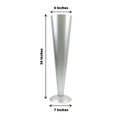 Metal Trumpet Vase Brushed Silver - Durable Design for Stylish Wedding Displays 24"