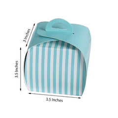 10 Pack 3.5" Turquoise White Striped Cupcake Candy Treat Gift Boxes