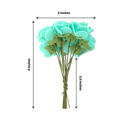 48 Roses 1" Turquoise Real Touch Artificial DIY Foam Rose Flowers With Stem, Craft Rose Buds