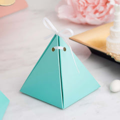 25 Pack Turquoise Pyramid Shape Wedding Party Favor Candy Gift Boxes