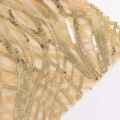 5 Pack Chair Sash Bands with Wave Embroidered Sequins Champagne