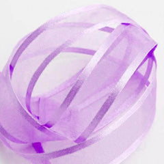 25 Yards 7 8" DIY Lavender Sheer Organza Ribbon With Satin Edges