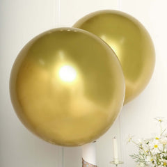 5 Pack 18" Metallic Chrome Gold Latex Helium or Air Party Balloons